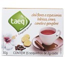 Chá de Flores e Especiarias Hibisco, Cravo, Canela e Gengibre TAEQ 30g com 15 Saquinhos