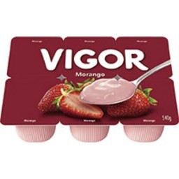 Iogurte VIGOR morango com polpa de fruta bandeja 540g