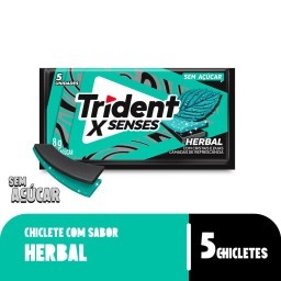 Chiclete Trident XSenses Herbal Sem Açúcar 8g - Embalagem com 5 unid.