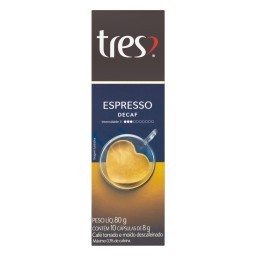 Cápsula 3 Corações Café Espresso Descafeinado Tres 10 Unidades 8g