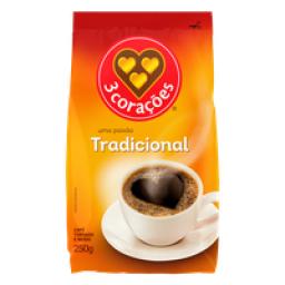 Café Torrado e Moído Tradicional 3 Corações Pacote 250g