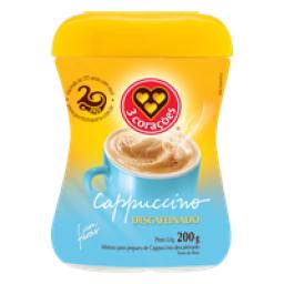 Cappuccino Solúvel Descafeinado 3 Corações Pote 200g