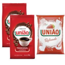 Compre 2 Café Torrado e Moído Tradicional União 500g + R$0,01 Leve 1 Açucar Refinado UNIÃO 1Kg