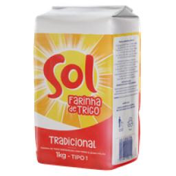 Farinha De Trigo Tradicional SOL Pacote 1Kg