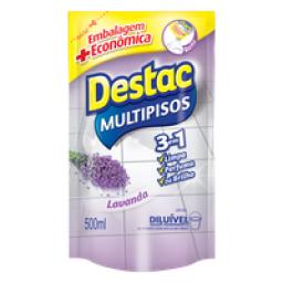 Limpador Multipisos Diluível Lavanda Destac Sachê 500ml Refil Embalagem Econômica