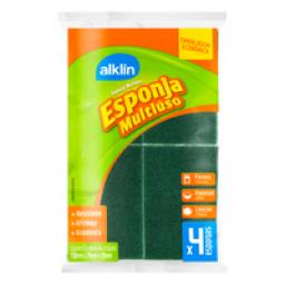 Esponja Multiuso Alklin 4 Unidades Embalagem Econômica