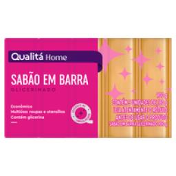 Sabão Barra Glicerinado Multiuso Qualitá Home Pacote 900g 5 Unidades