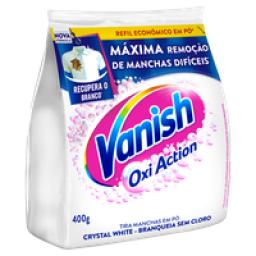 Tira-Manchas Pó Roupas Brancas Vanish Oxi Action Crystal White Pacote 400g Refil Econômico