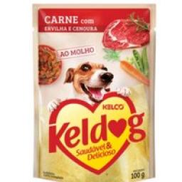 Sachê Cães Keldog sabor Carne com Ervilha e Cenoura.