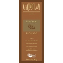 Chocolate Orgânico 70% Cacau Recheado CHOKOLAH 80g