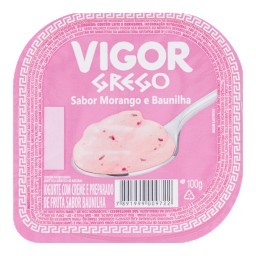 Iogurte Grego Morango e Baunilha Vigor Pote 100g