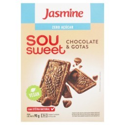 Biscoito Chocolate & Gotas Zero Açúcar Jasmine Caixa 90g