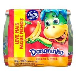Pack Iogurte Parcialmente Desnatado Banana & Maçã Danoninho Frasco 600g 6 Unidades