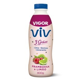 Iogurte Framboesa e Limão Vigor Viv 3 Grãos Garrafa 800g